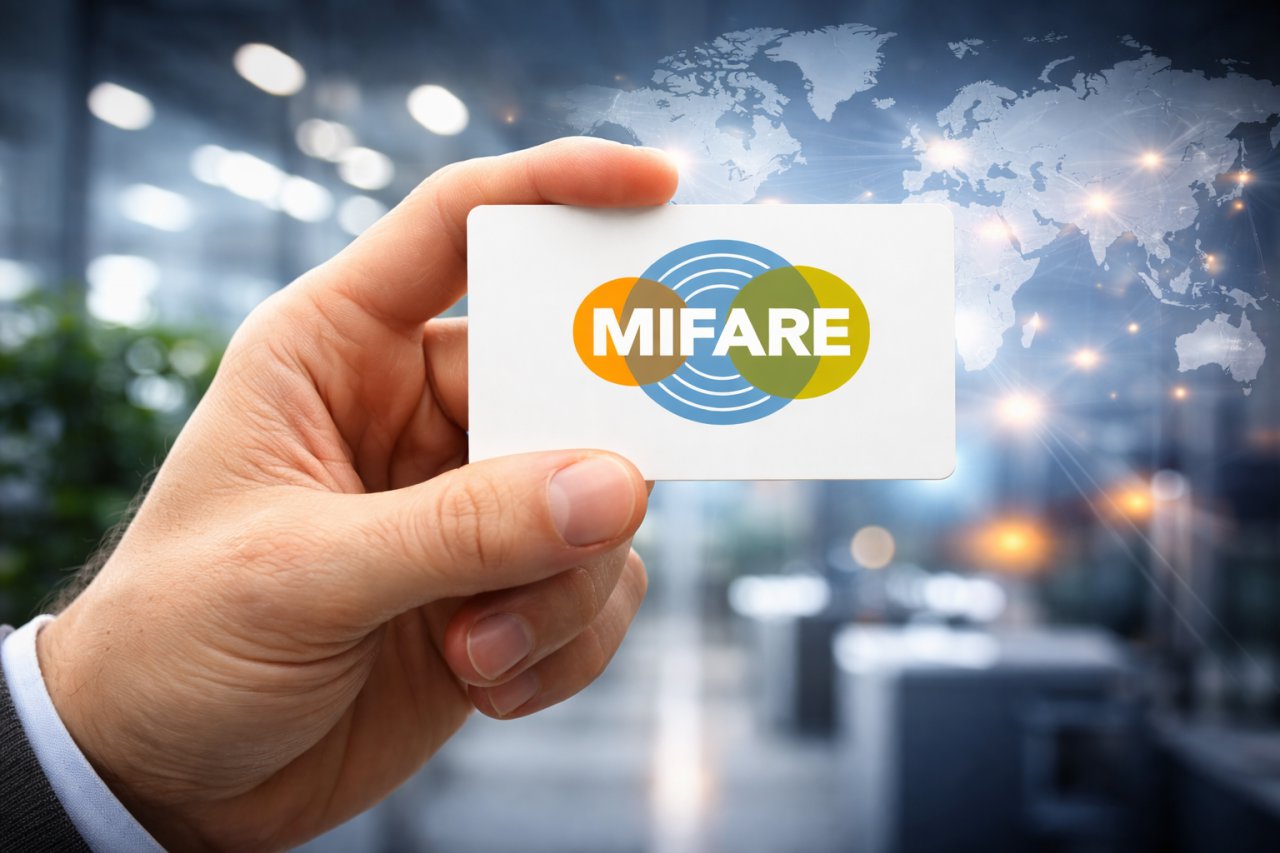 Чоловік тримає картку Mifare