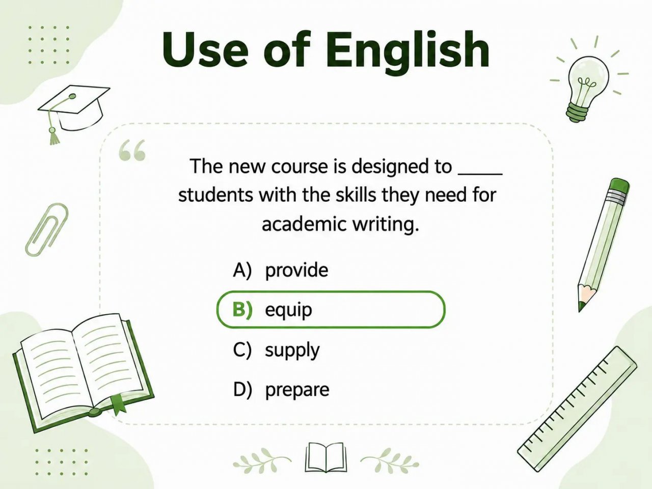Приклад завдання Use of English у форматі НМТ з англійської з правильною відповіддю