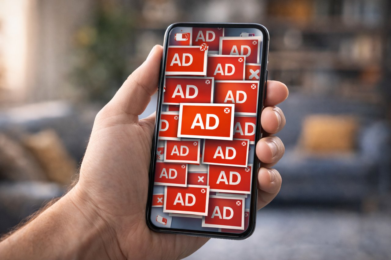 много рекламы на телефоне